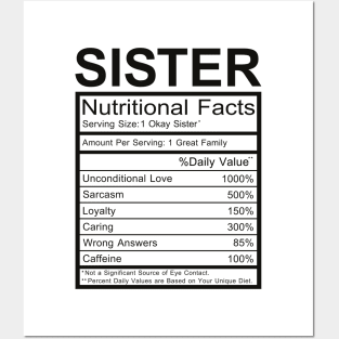 Sister Nutritional Facts Posters and Art